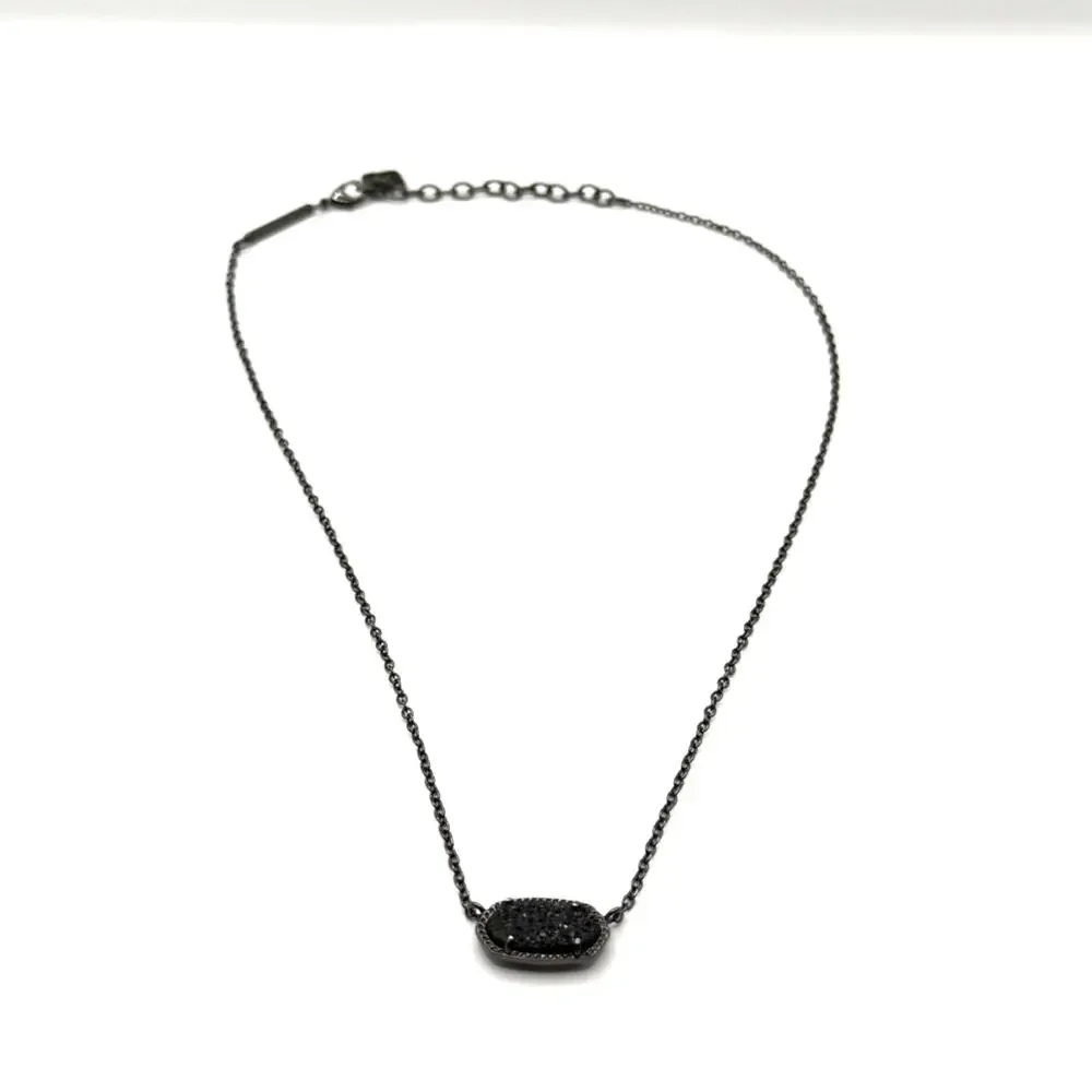 Kendra Scott Elisa Pendant Necklace in Black Drusy